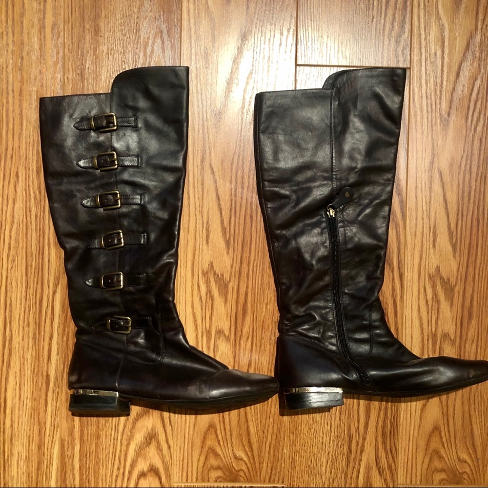 Women's Isola Alia - Black Knee High Leather Boots